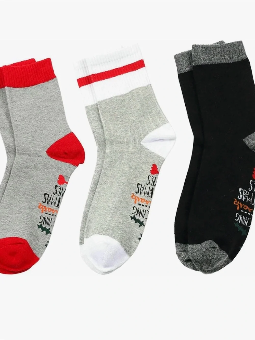 Hallmark Gray & Red Holiday Novelty Socks with Message
